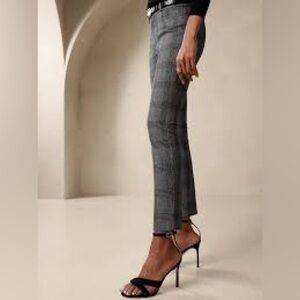 Banana Republic Mid Rise Sloan Skinny Ankle Pants Black/White Plaid Size 0